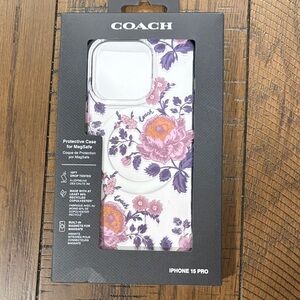 Coach Floral iPhone 15 Pro Case - Pink and Purple